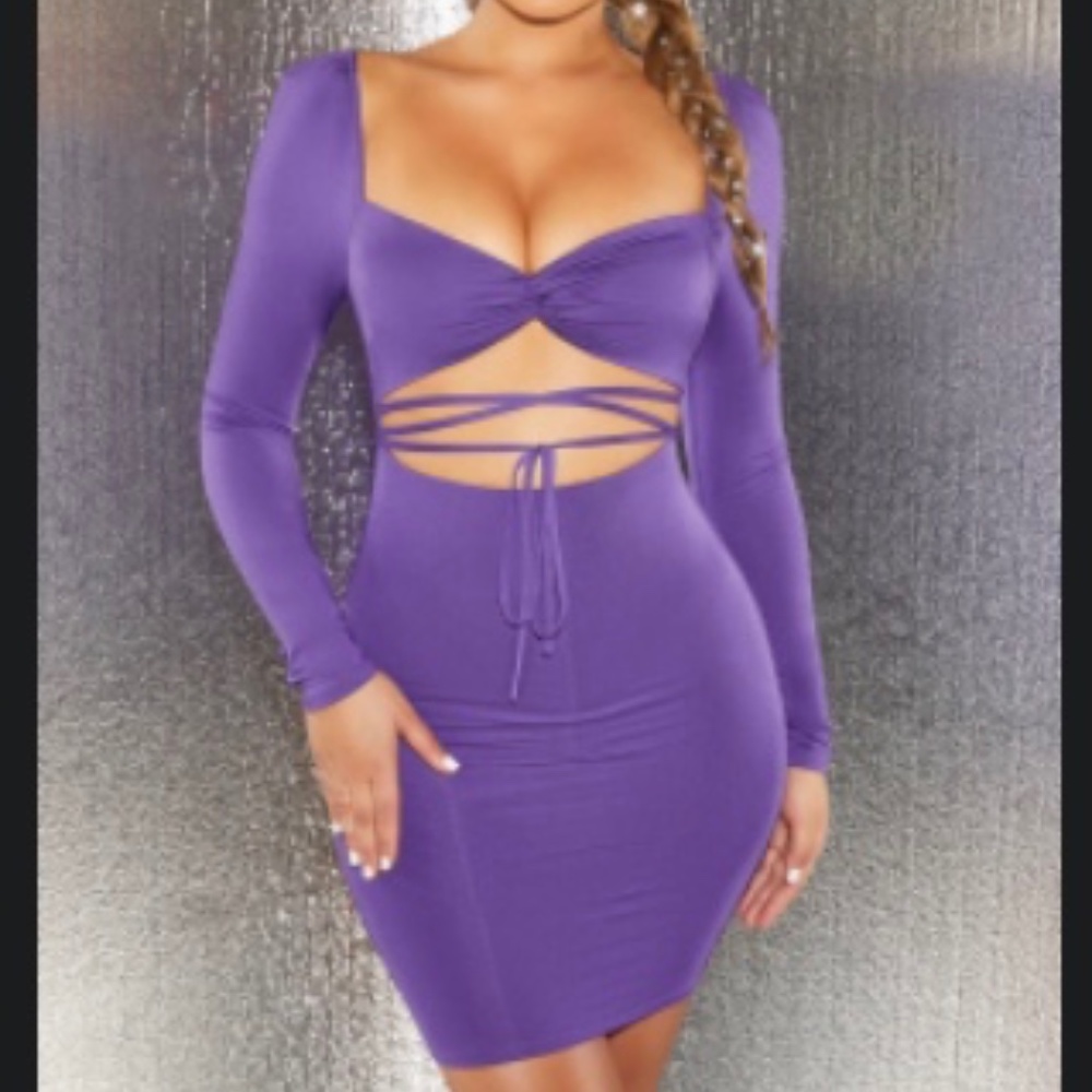 Oh Polly Purple Cut Out Bodycon Dress NWT